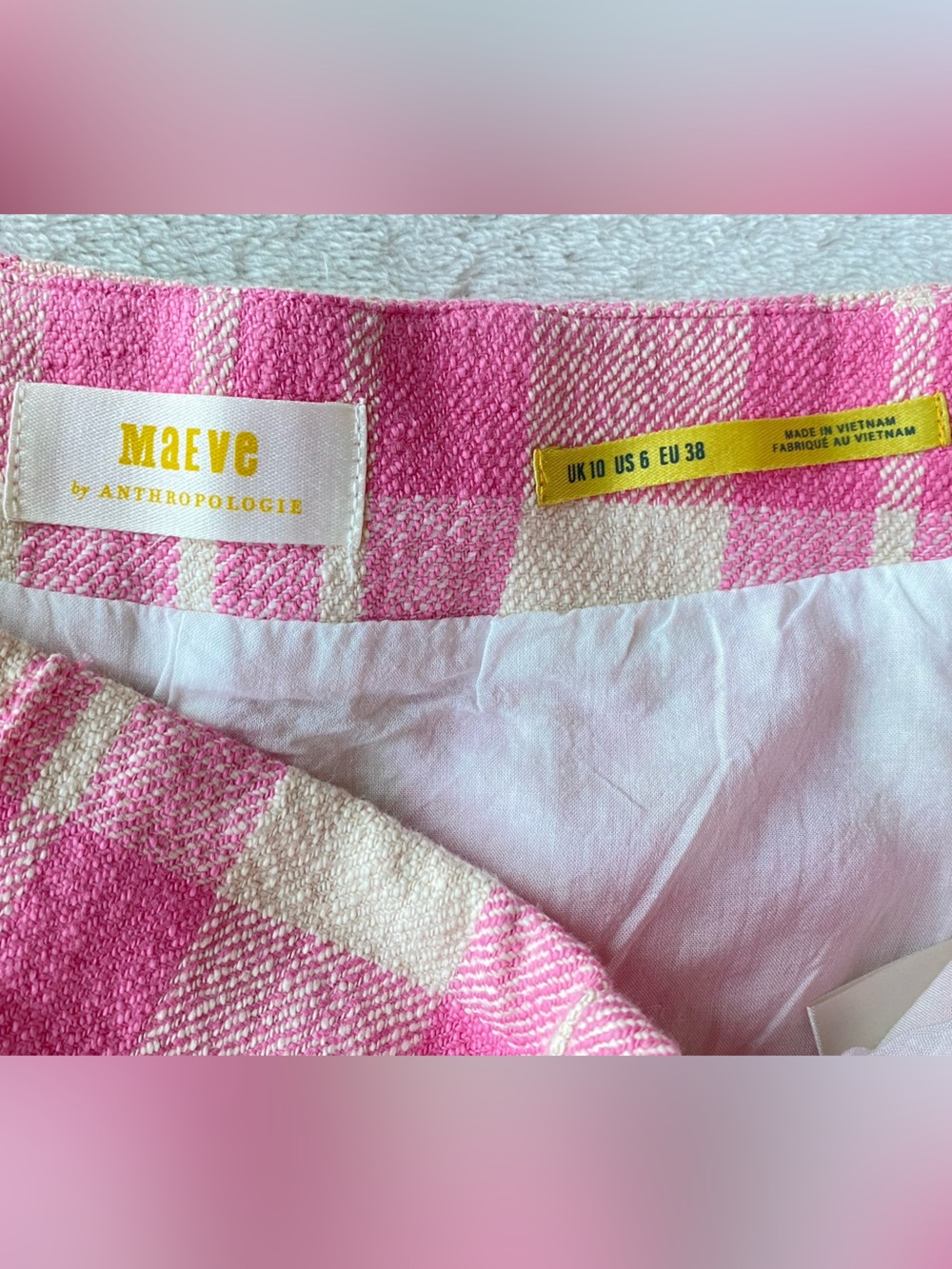 Anthropologie Maeve Bold Button Pink Plaid Tweed Shorts sz 6 - Picture 11 of 16